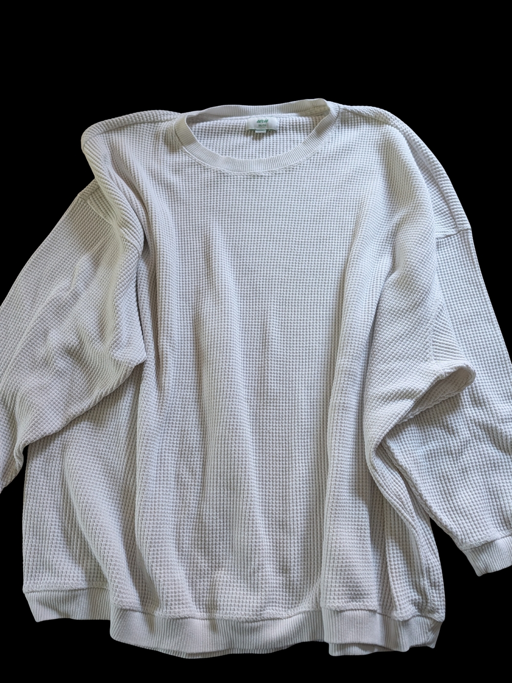 aerie White Waffle-Knit Crewneck Top